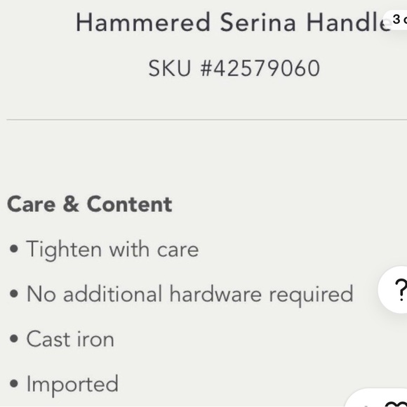 NEW Anthropologie Hammered Serina Drawer Pull Hook handle - Picture 3 of 3